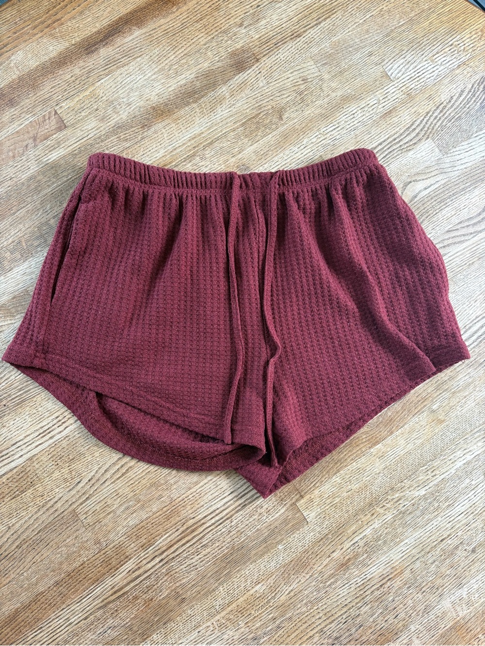 EKOUAER Waffle Knit Shorts in Deep Rust